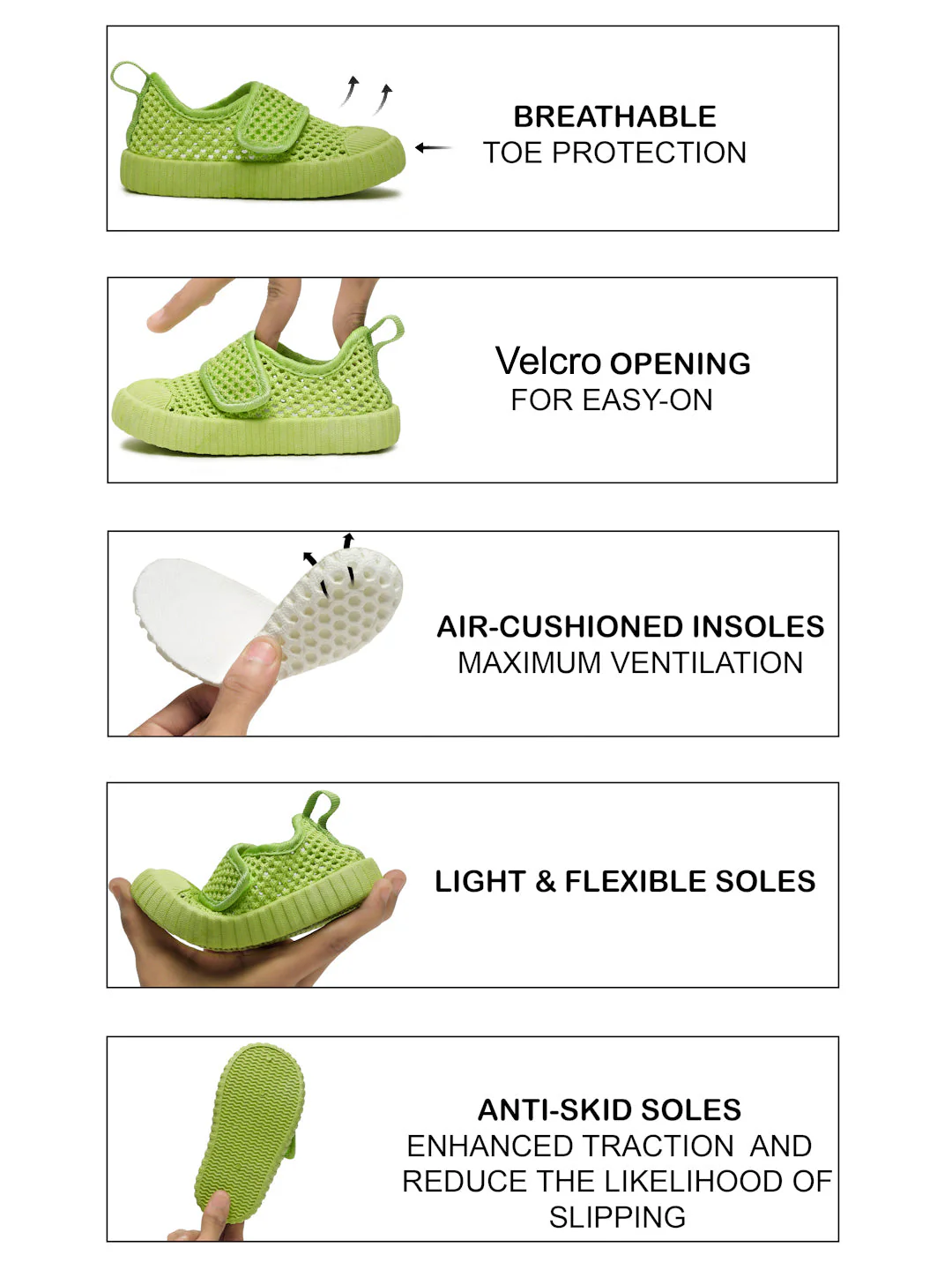 AIRY Toddlers' First Step Breathable Shoes - LimeGreen (Unisex) - Image 6