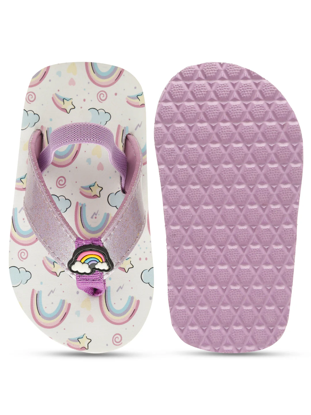Premium Rainbow V-Shape Flip-flops With Adjustable BackSupport - Purple (Girls) - Image 10