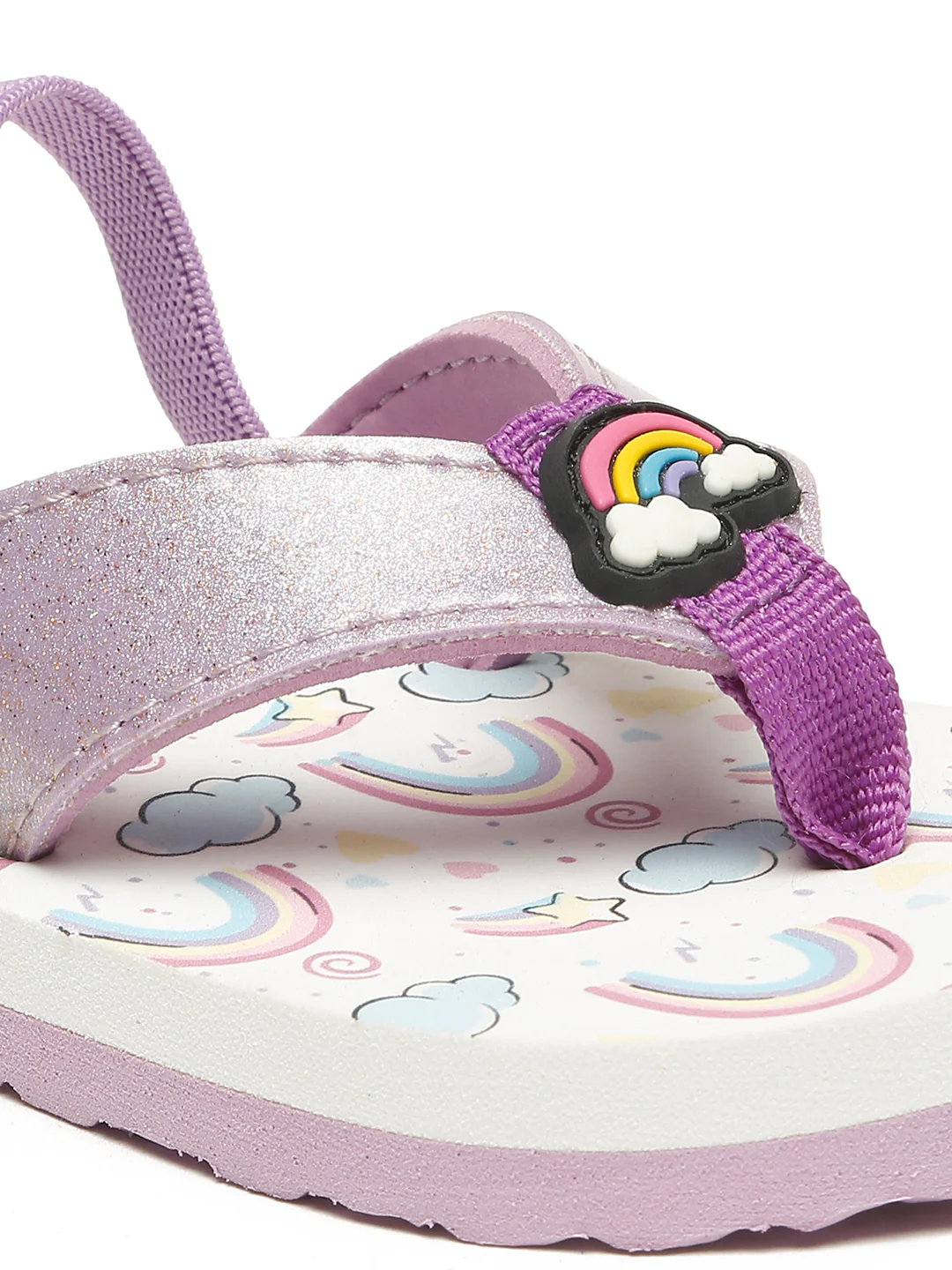 Premium Rainbow V-Shape Flip-flops With Adjustable BackSupport - Purple (Girls) - Image 2