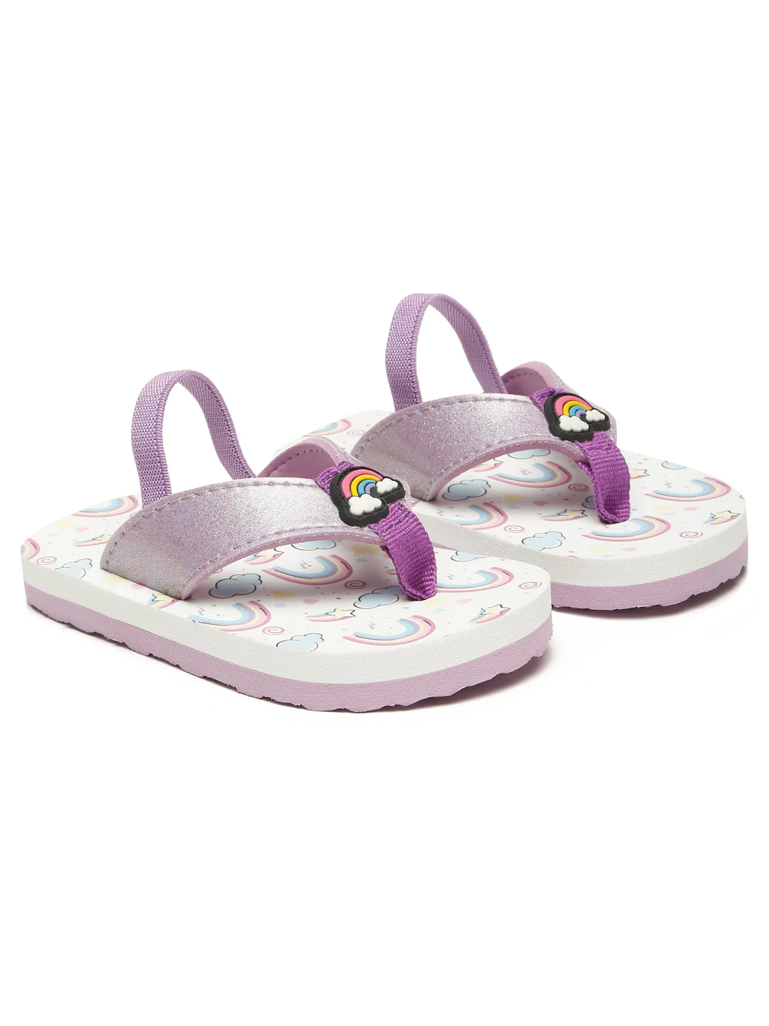 Premium Rainbow V-Shape Flip-flops With Adjustable BackSupport - Purple (Girls) - Image 3