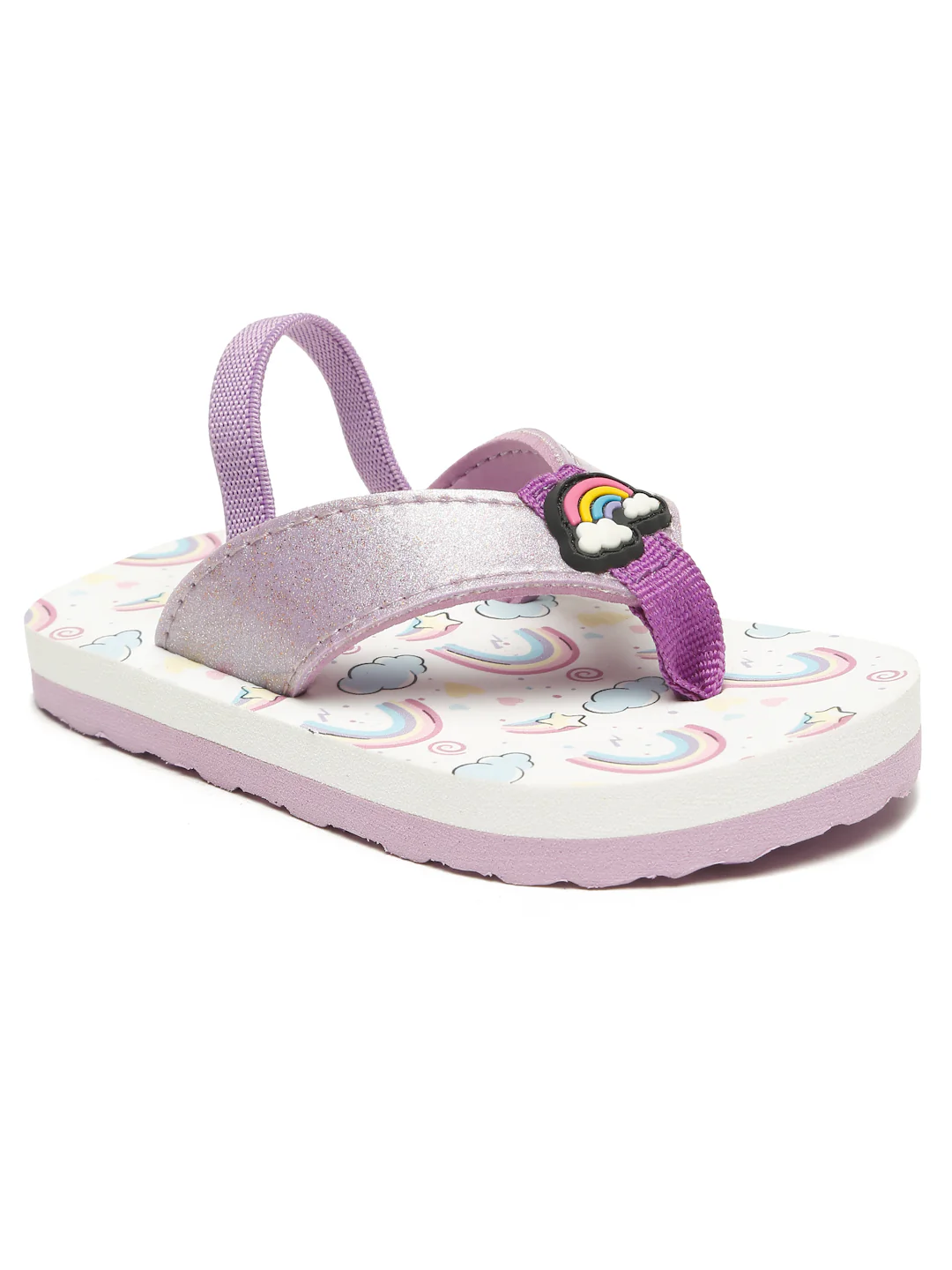 Premium Rainbow V-Shape Flip-flops With Adjustable BackSupport - Purple (Girls) - Image 4